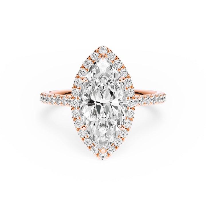 Cathedral Halo Marquise Pavé Diamond Engagement Ring - R1269 in Ring by 18 KARATS INC.