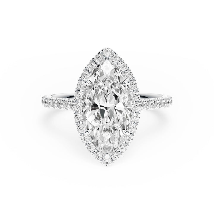 Cathedral Halo Marquise Pavé Diamond Engagement Ring - R1269 in Ring by 18 KARATS INC.