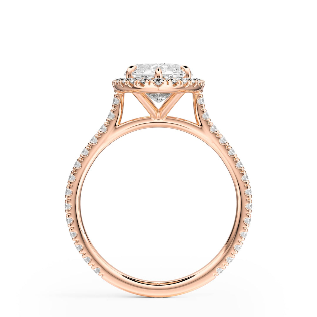 Cathedral Halo Marquise Pavé Diamond Engagement Ring - R1269 in Ring by 18 KARATS INC.