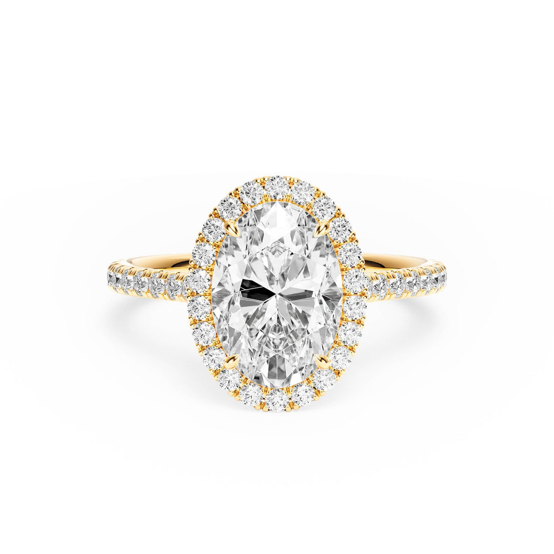Cathedral Halo Oval Pavé Diamond Engagement Ring - R1269 in Ring by 18 KARATS INC.