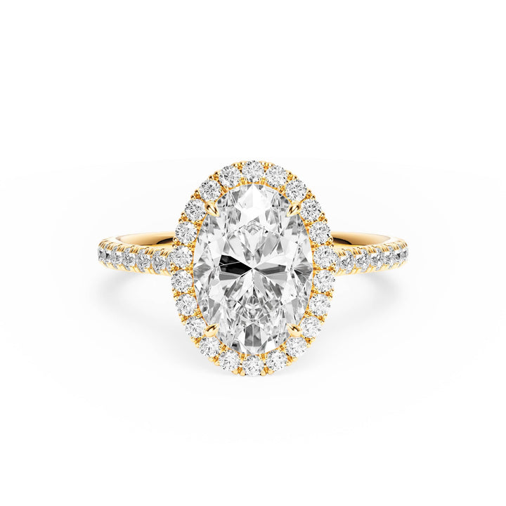 Cathedral Halo Oval Pavé Diamond Engagement Ring - R1269 in Ring by 18 KARATS INC.