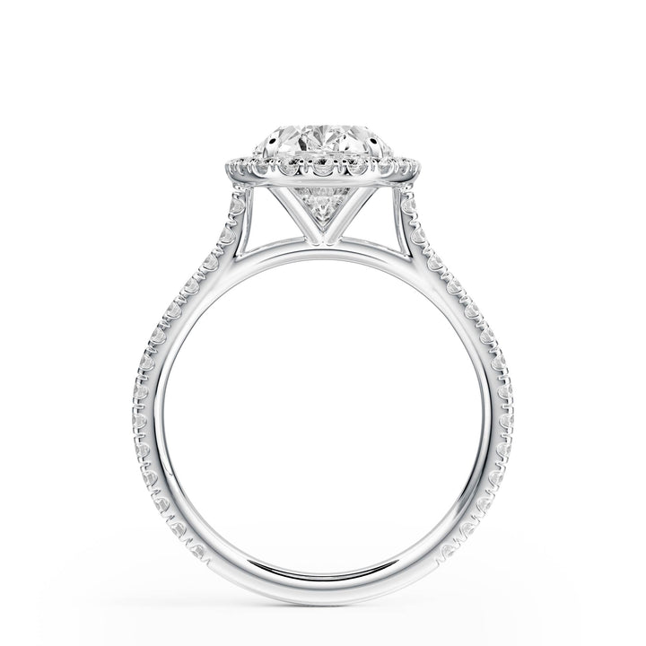 Cathedral Halo Oval Pavé Diamond Engagement Ring - R1269 in Ring by 18 KARATS INC.