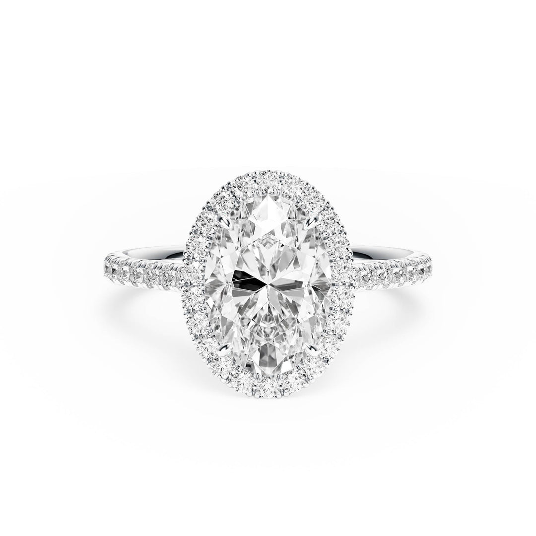 Cathedral Halo Oval Pavé Diamond Engagement Ring - R1269 in Ring by 18 KARATS INC.