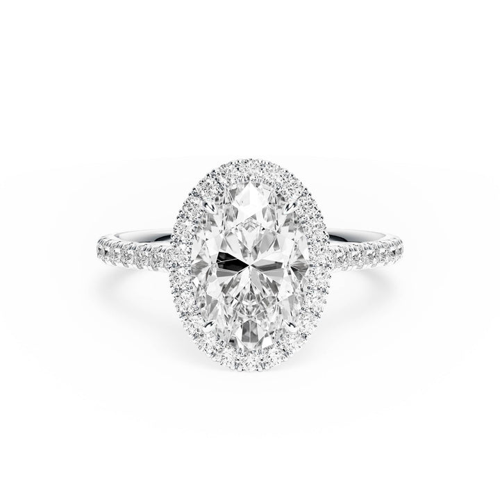 Cathedral Halo Oval Pavé Diamond Engagement Ring - R1269 in Ring by 18 KARATS INC.