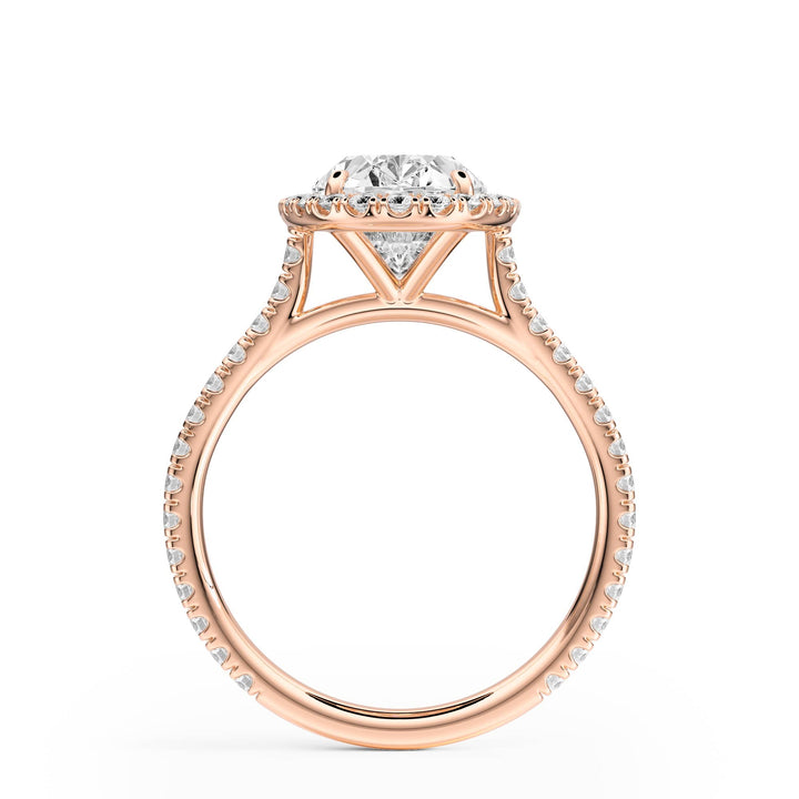 Cathedral Halo Oval Pavé Diamond Engagement Ring - R1269 in Ring by 18 KARATS INC.