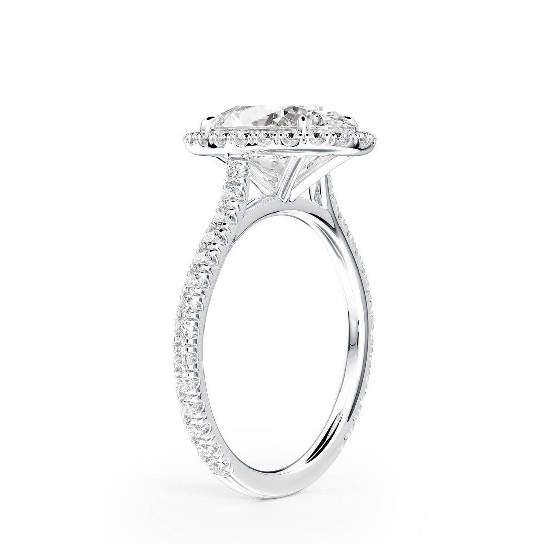Cathedral Halo Oval Pavé Diamond Engagement Ring - R1269 in Ring by 18 KARATS INC.