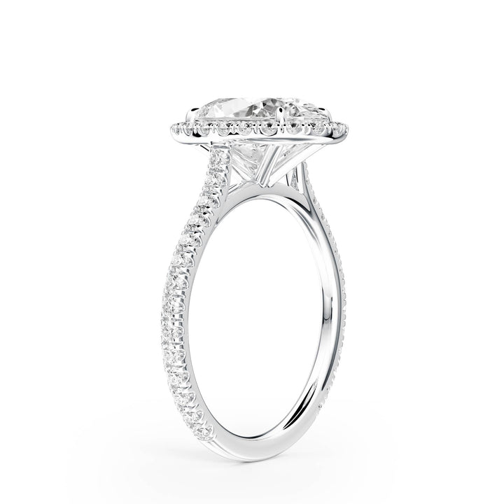 Cathedral Halo Oval Pavé Diamond Engagement Ring - R1269 in Ring by 18 KARATS INC.