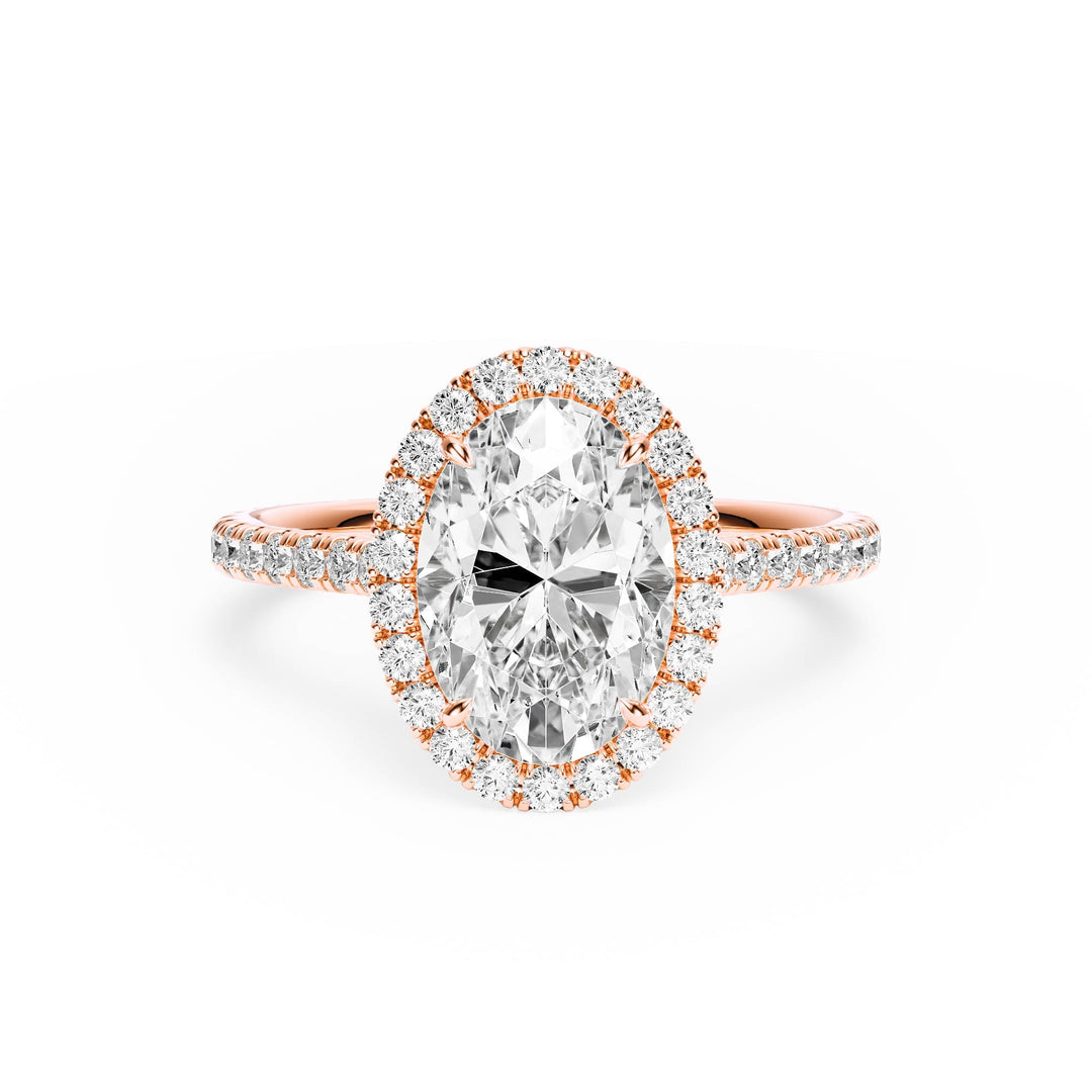 Cathedral Halo Oval Pavé Diamond Engagement Ring - R1269 in Ring by 18 KARATS INC.