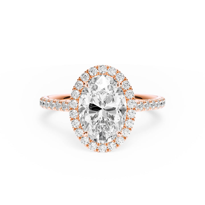 Cathedral Halo Oval Pavé Diamond Engagement Ring - R1269 in Ring by 18 KARATS INC.