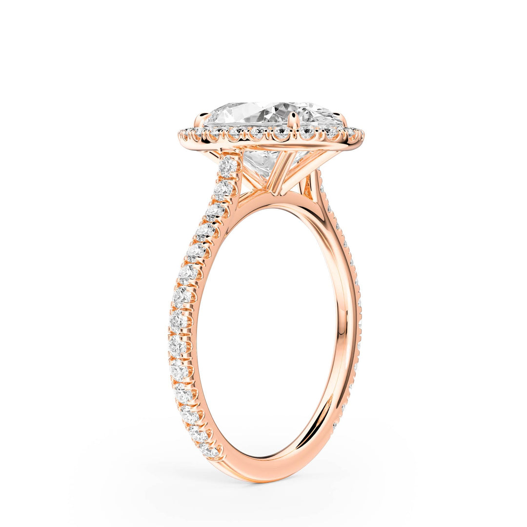 Cathedral Halo Oval Pavé Diamond Engagement Ring - R1269 in Ring by 18 KARATS INC.
