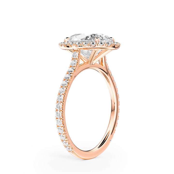 Cathedral Halo Oval Pavé Diamond Engagement Ring - R1269 in Ring by 18 KARATS INC.