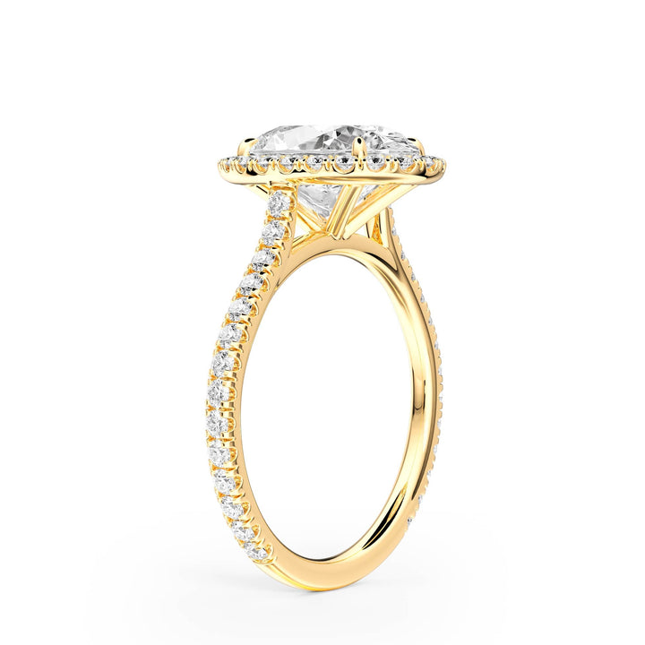 Cathedral Halo Oval Pavé Diamond Engagement Ring - R1269 in Ring by 18 KARATS INC.