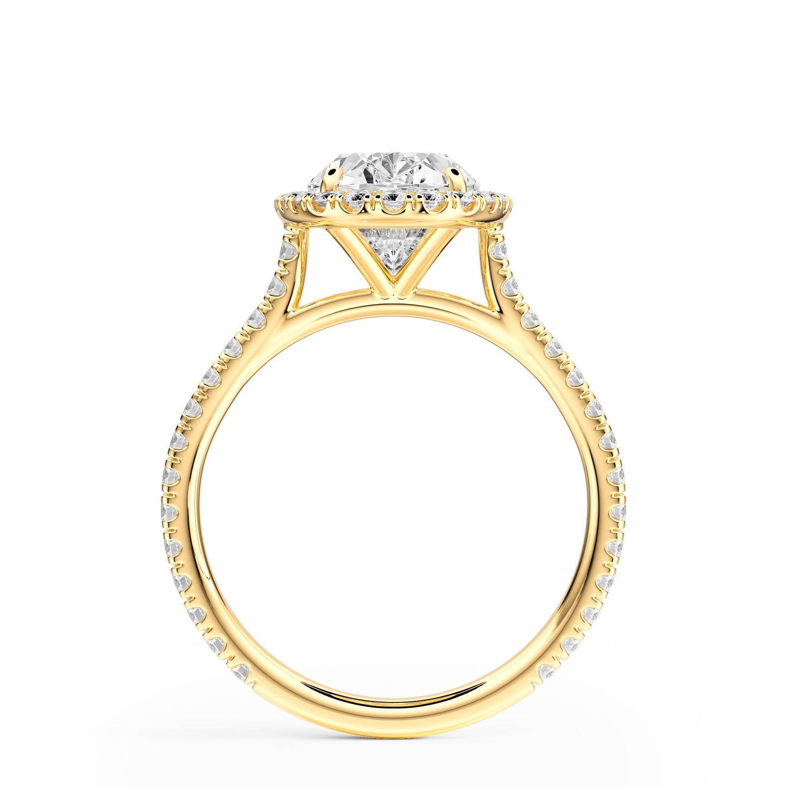 Cathedral Halo Oval Pavé Diamond Engagement Ring - R1269 in Ring by 18 KARATS INC.