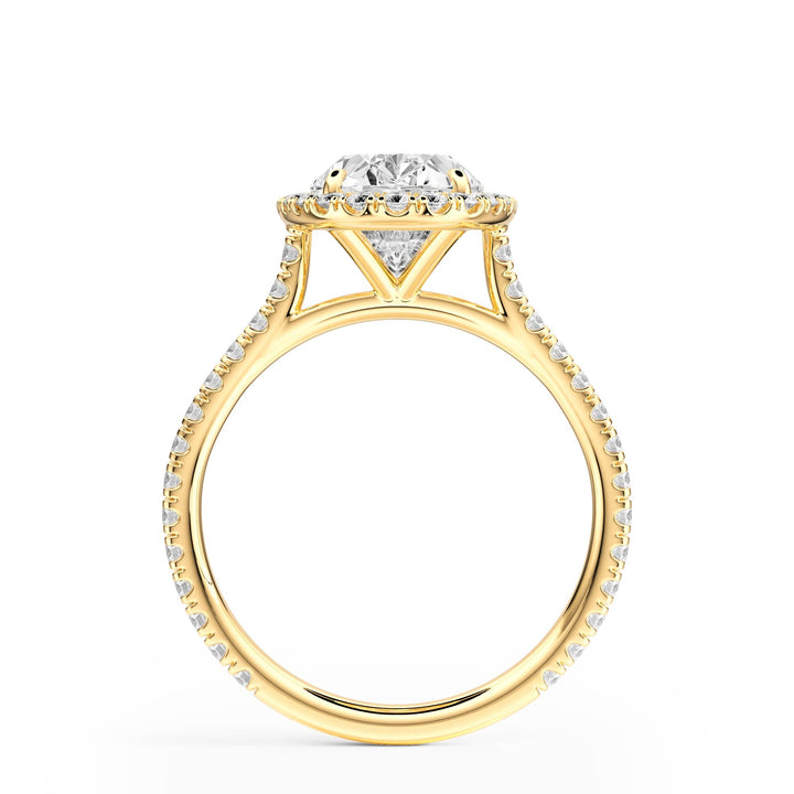 Cathedral Halo Oval Pavé Diamond Engagement Ring - R1269 in Ring by 18 KARATS INC.
