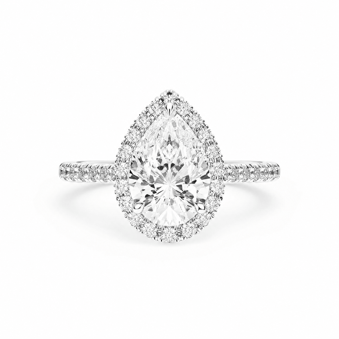 Cathedral Halo Pear Diamond Engagement Ring in Ring by 18 KARATS INC.