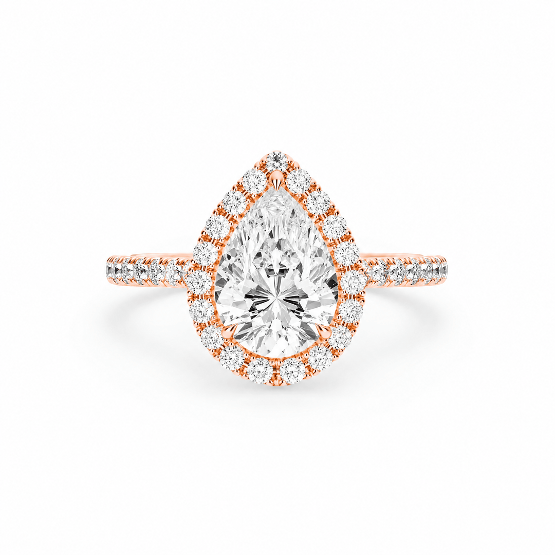 Cathedral Halo Pear Diamond Engagement Ring in Ring by 18 KARATS INC.