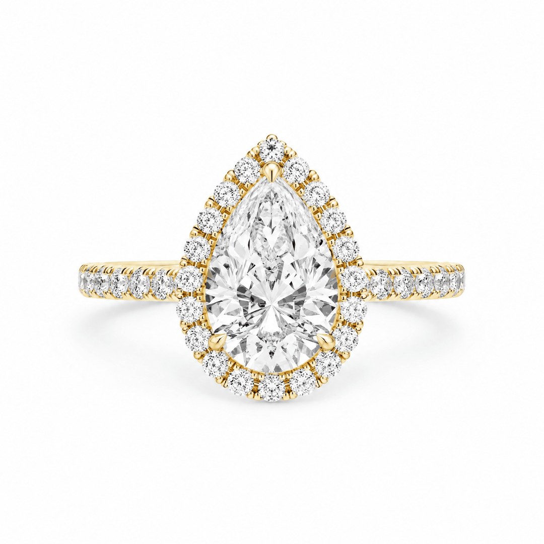 Cathedral Halo Pear Diamond Engagement Ring in Ring by 18 KARATS INC.