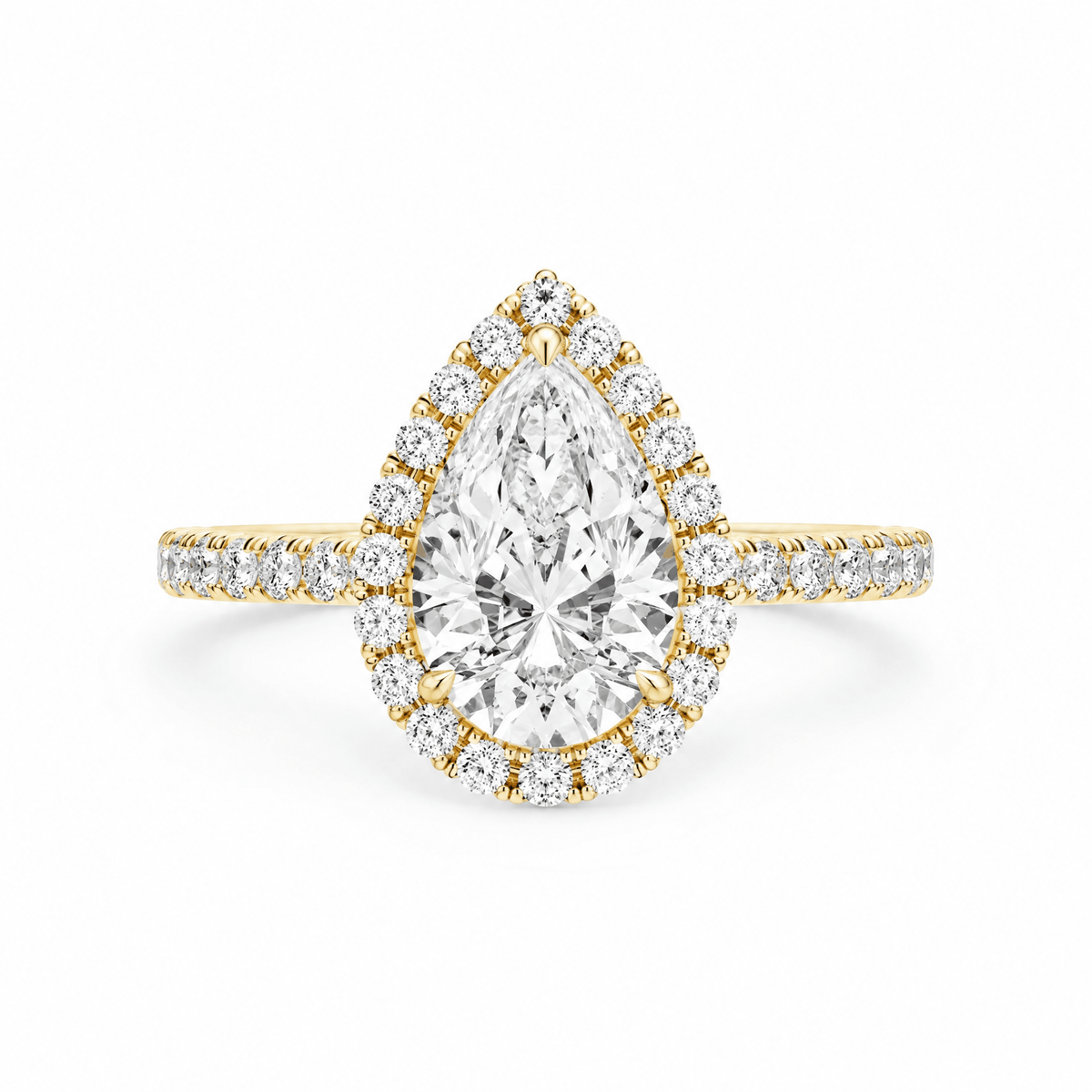 Cathedral Halo Pear Diamond Engagement Ring in Ring by 18 KARATS INC.