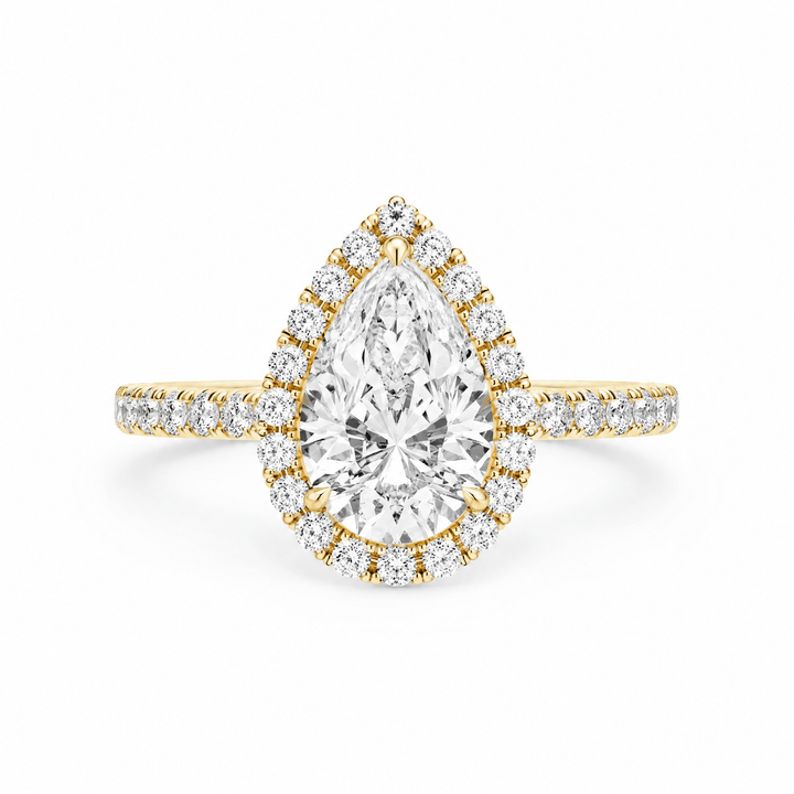 Cathedral Halo Pear Diamond Engagement Ring in Ring by 18 KARATS INC.
