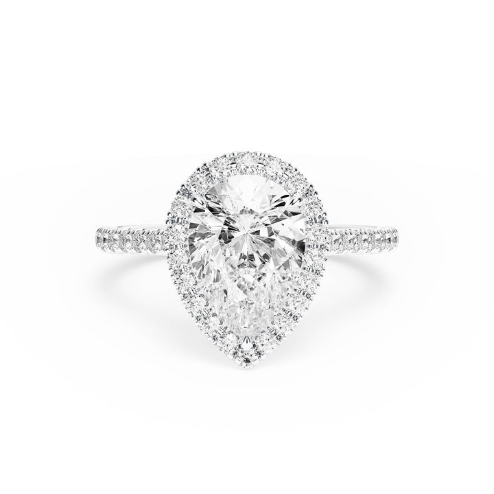 Cathedral Halo Pear Pavé Diamond Engagement Ring - R1269 in Ring by 18 KARATS INC.