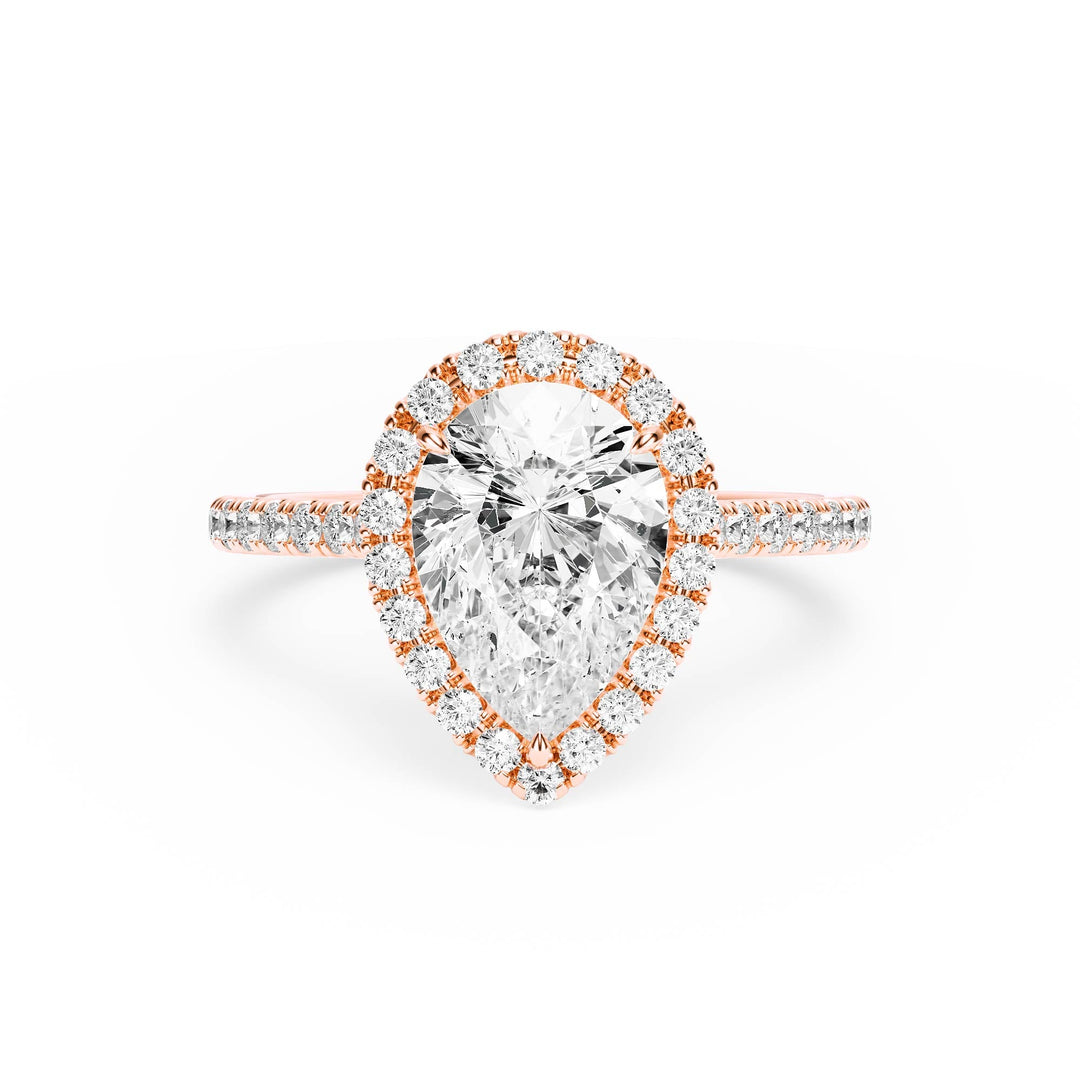 Cathedral Halo Pear Pavé Diamond Engagement Ring - R1269 in Ring by 18 KARATS INC.