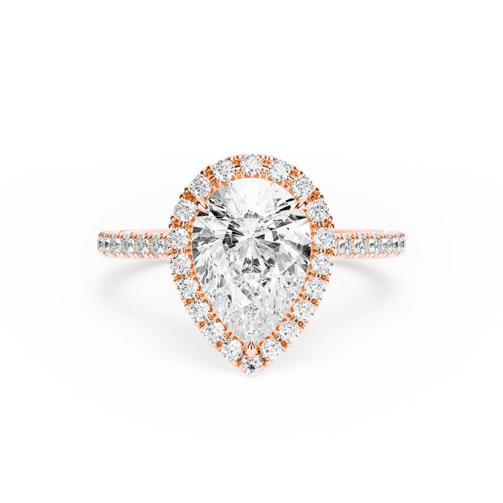 Cathedral Halo Pear Pavé Diamond Engagement Ring - R1269 in Ring by 18 KARATS INC.