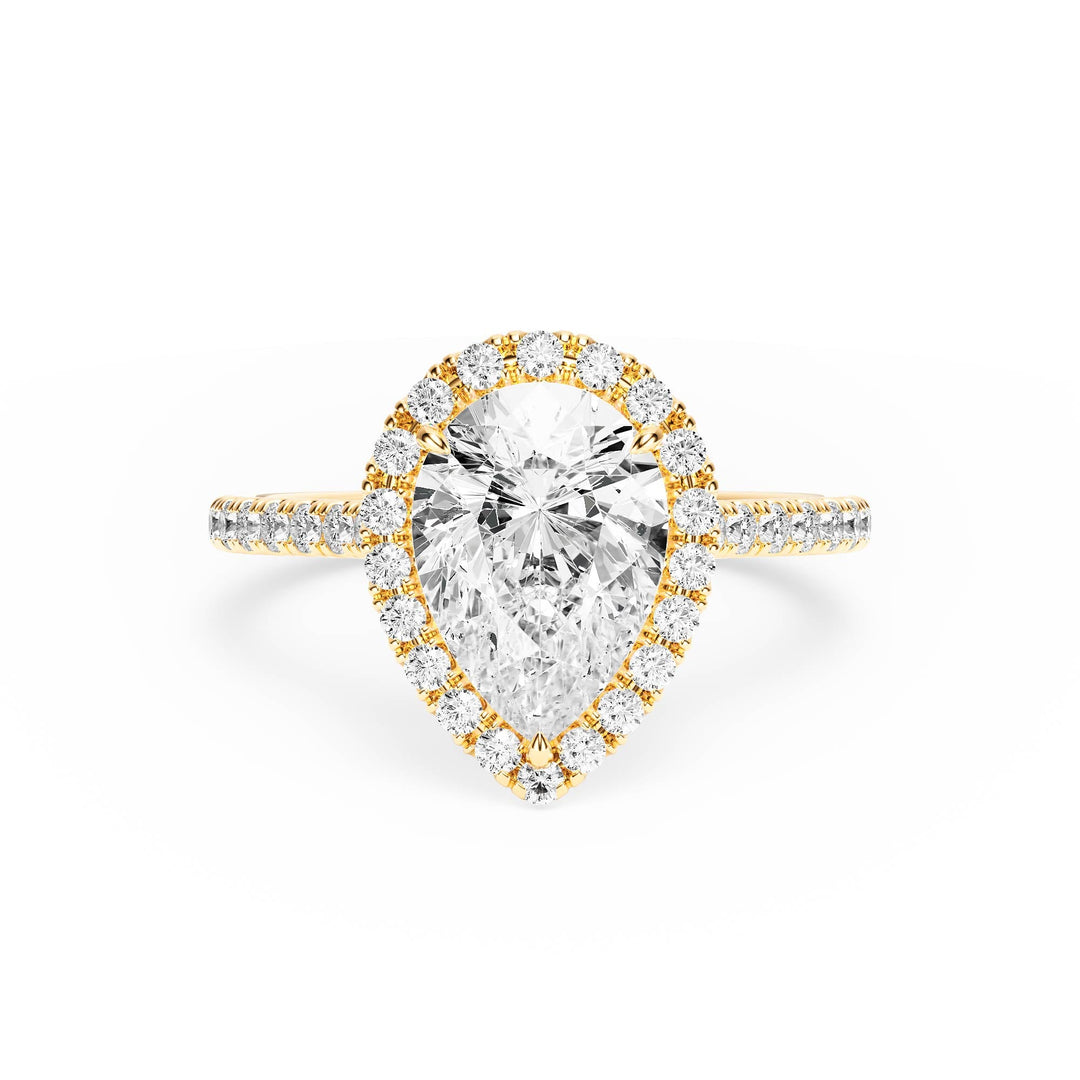Cathedral Halo Pear Pavé Diamond Engagement Ring - R1269 in Ring by 18 KARATS INC.