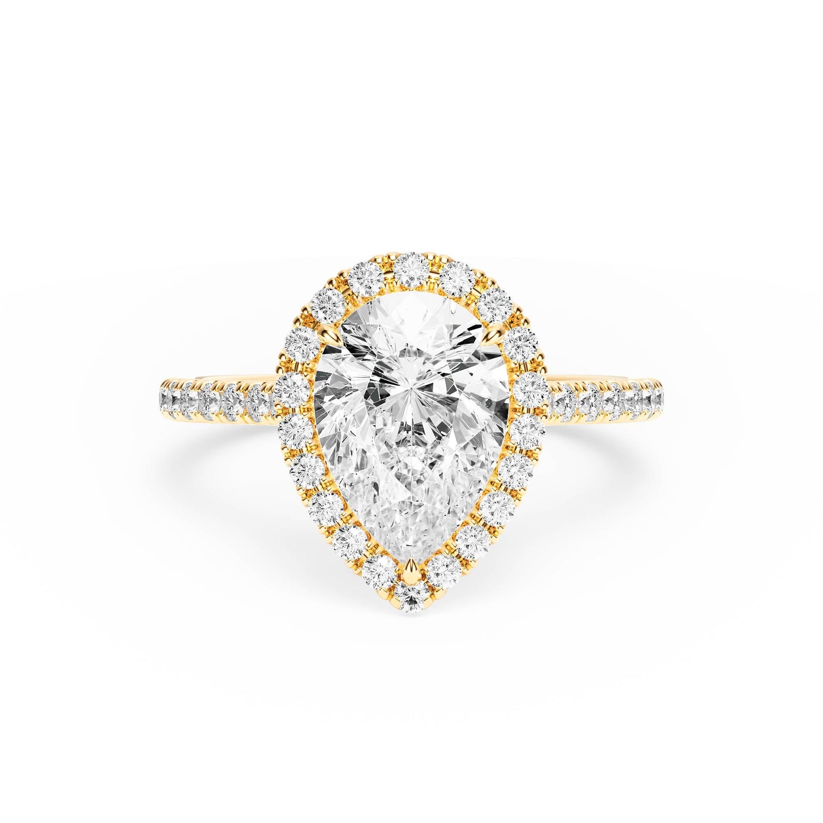 Cathedral Halo Pear Pavé Diamond Engagement Ring - R1269 in Ring by 18 KARATS INC.