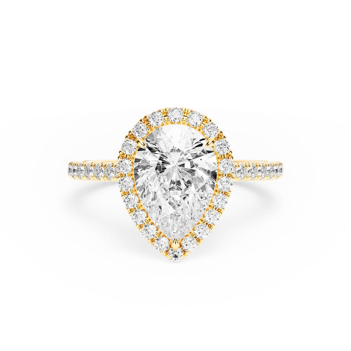 Cathedral Halo Pear Pavé Diamond Engagement Ring - R1269 in Ring by 18 KARATS INC.