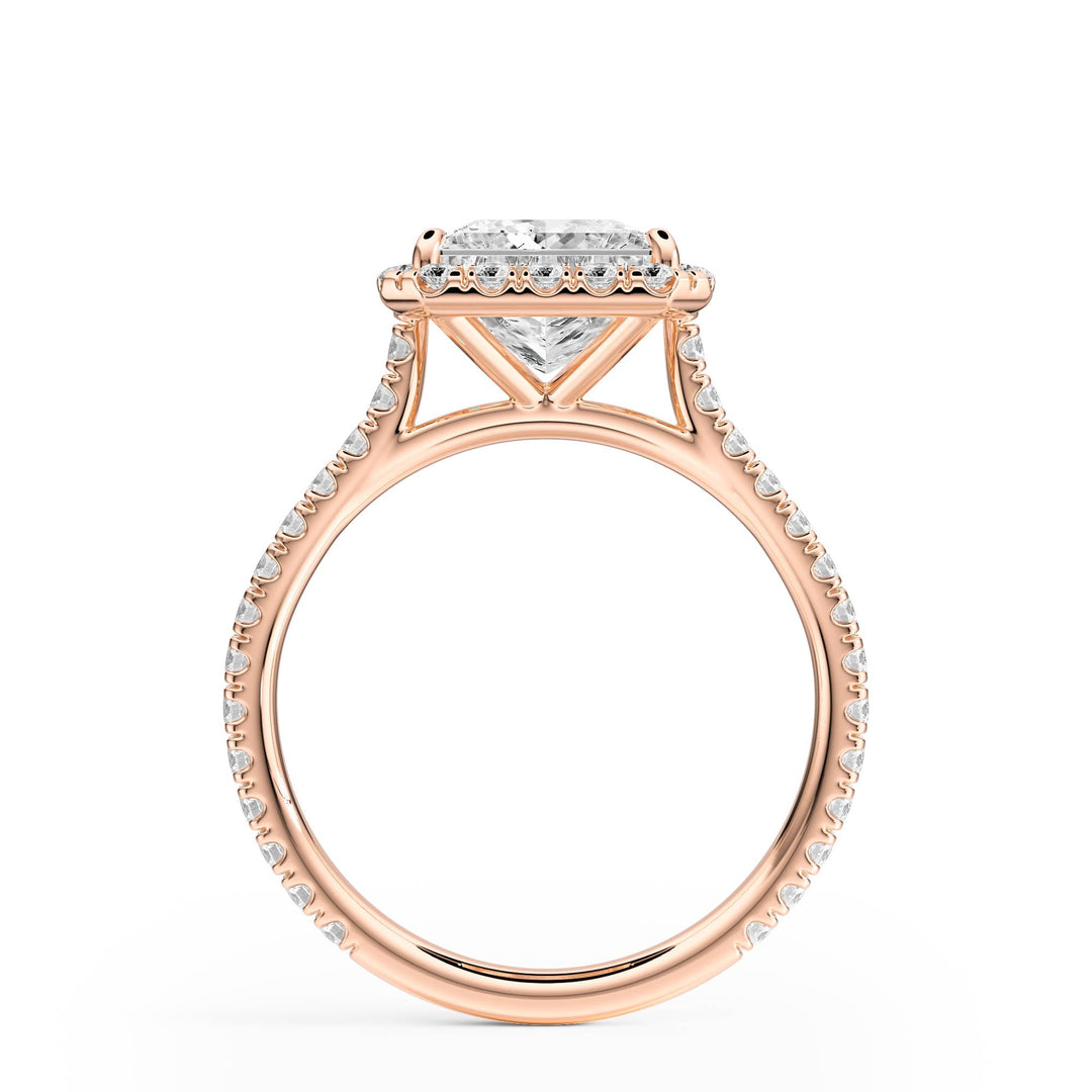 Cathedral Halo Princess Pavé Diamond Engagement Ring - R1269 in Ring by 18 KARATS INC.