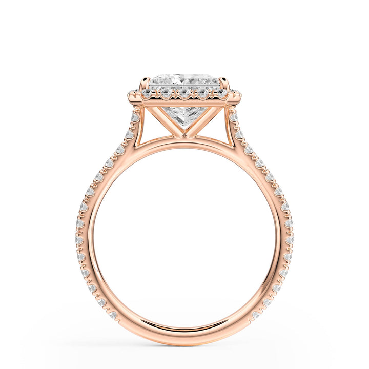 Cathedral Halo Princess Pavé Diamond Engagement Ring - R1269 in Ring by 18 KARATS INC.