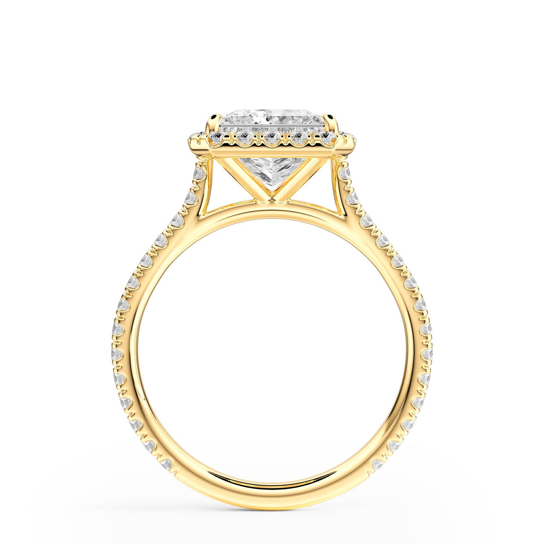 Cathedral Halo Princess Pavé Diamond Engagement Ring - R1269 in Ring by 18 KARATS INC.