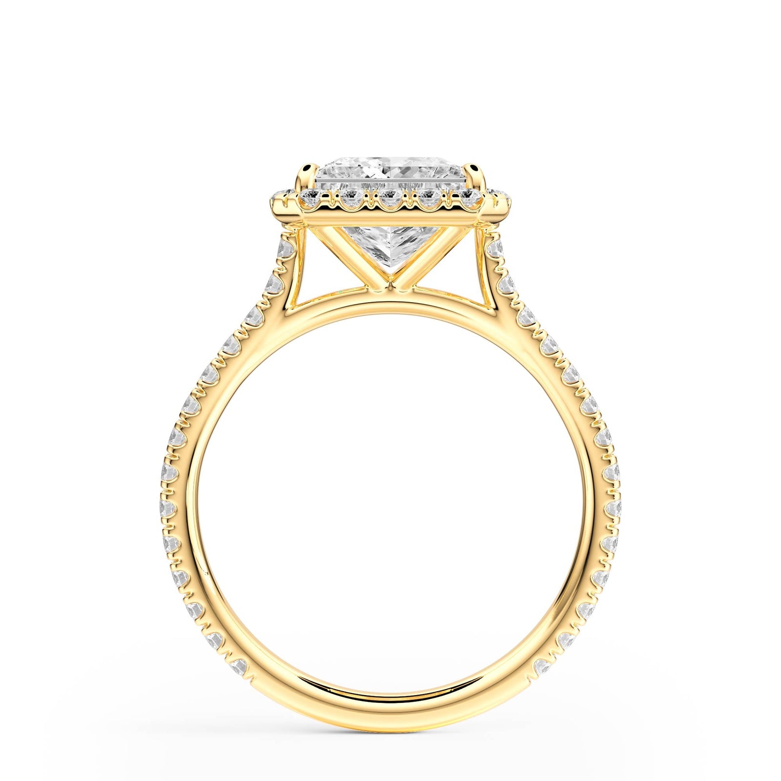 Cathedral Halo Princess Pavé Diamond Engagement Ring - R1269 in Ring by 18 KARATS INC.