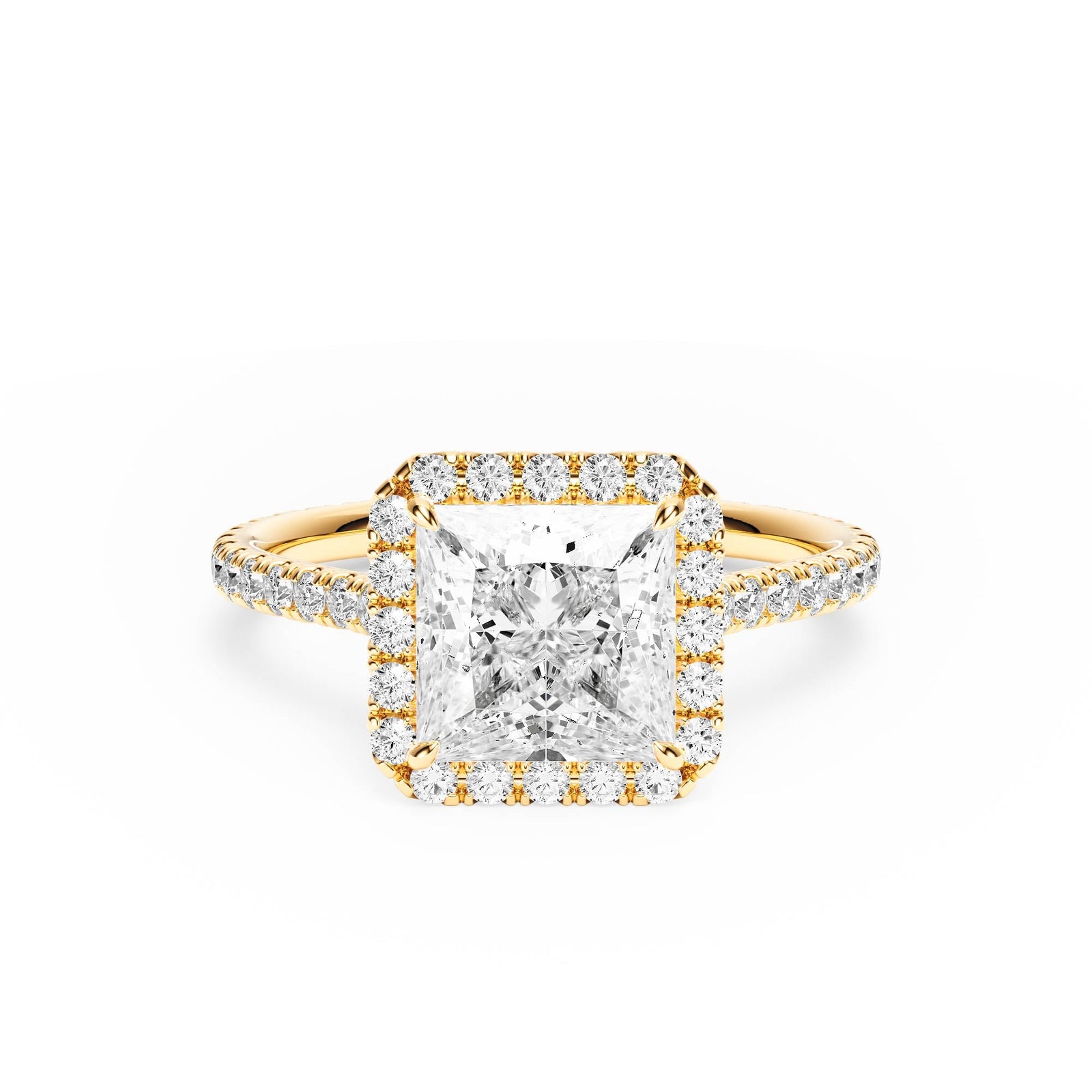 Cathedral Halo Princess Pavé Diamond Engagement Ring - R1269 in Ring by 18 KARATS INC.
