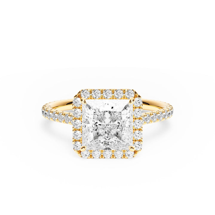 Cathedral Halo Princess Pavé Diamond Engagement Ring - R1269 in Ring by 18 KARATS INC.