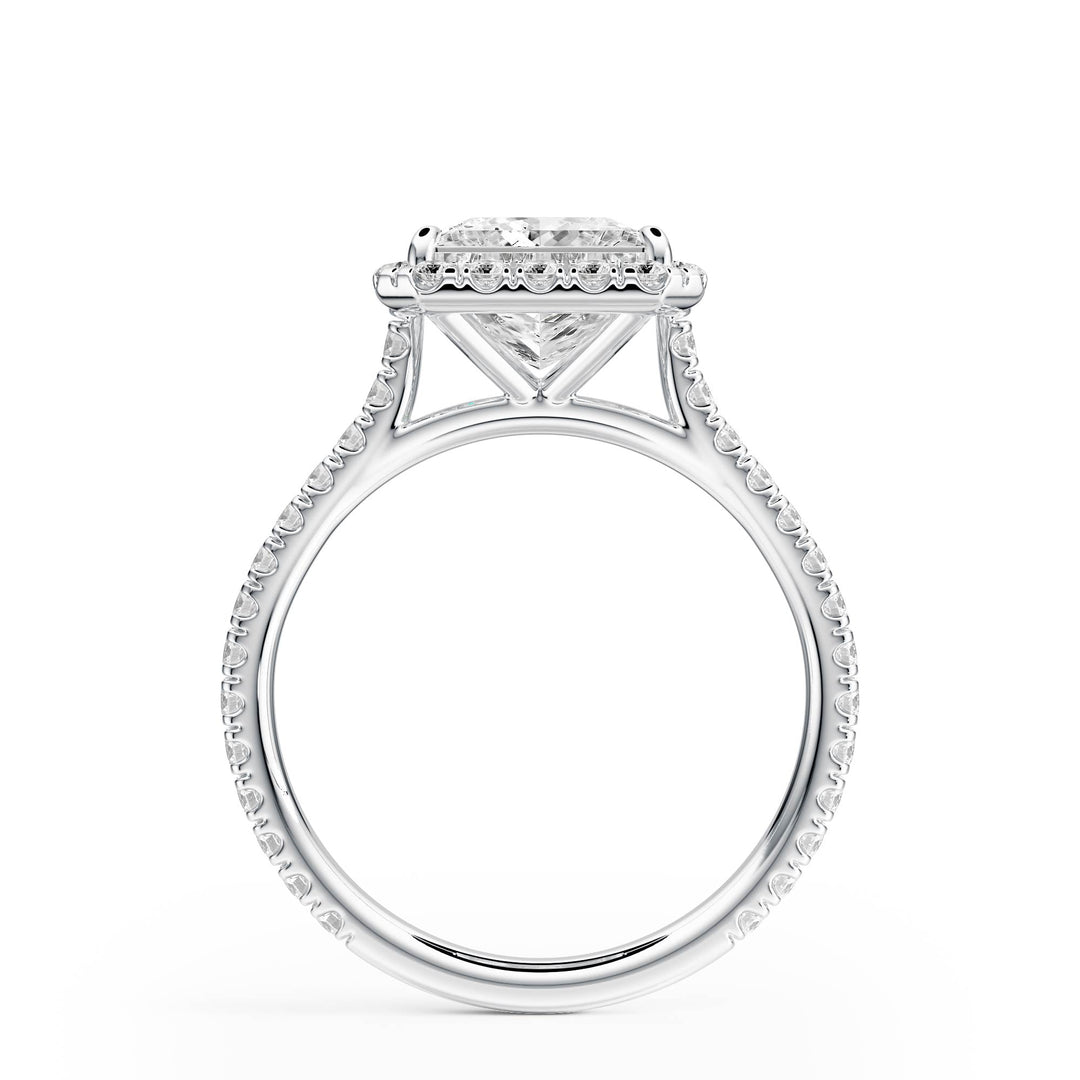 Cathedral Halo Princess Pavé Diamond Engagement Ring - R1269 in Ring by 18 KARATS INC.