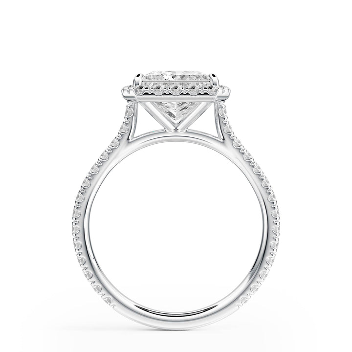 Cathedral Halo Princess Pavé Diamond Engagement Ring - R1269 in Ring by 18 KARATS INC.