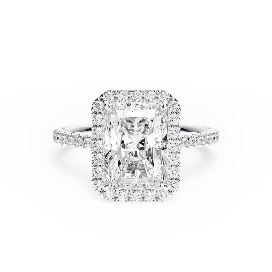 Cathedral Halo Radiant Pavé Diamond Engagement Ring - R1269 in Ring by 18 KARATS INC.