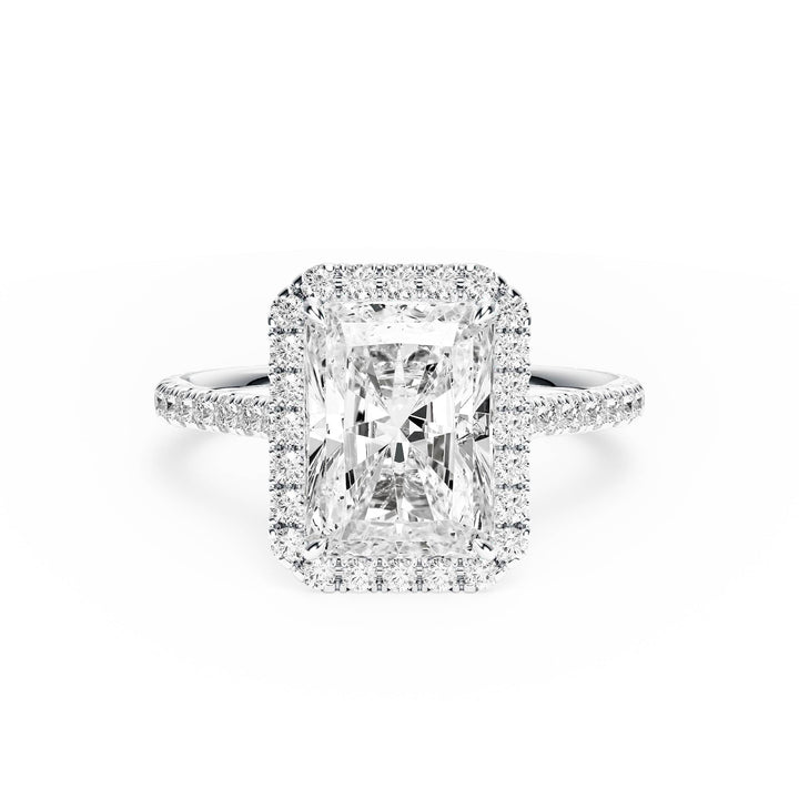 Cathedral Halo Radiant Pavé Diamond Engagement Ring - R1269 in Ring by 18 KARATS INC.