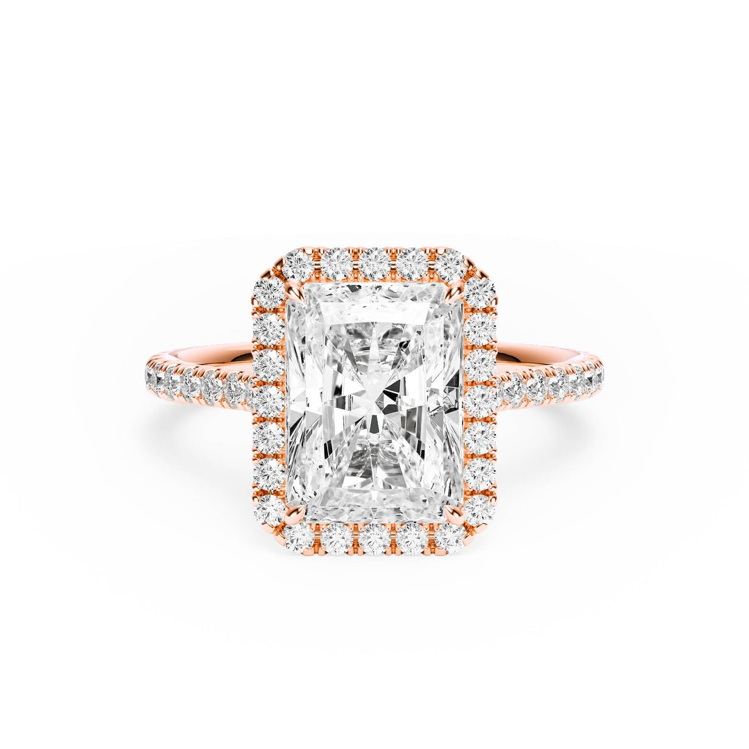 Cathedral Halo Radiant Pavé Diamond Engagement Ring - R1269 in Ring by 18 KARATS INC.