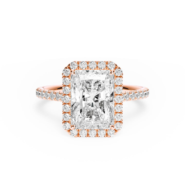 Cathedral Halo Radiant Pavé Diamond Engagement Ring - R1269 in Ring by 18 KARATS INC.