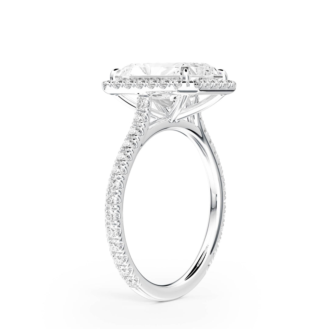 Cathedral Halo Radiant Pavé Diamond Engagement Ring - R1269 in Ring by 18 KARATS INC.
