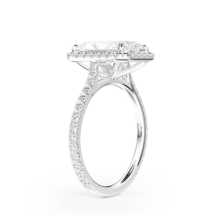 Cathedral Halo Radiant Pavé Diamond Engagement Ring - R1269 in Ring by 18 KARATS INC.