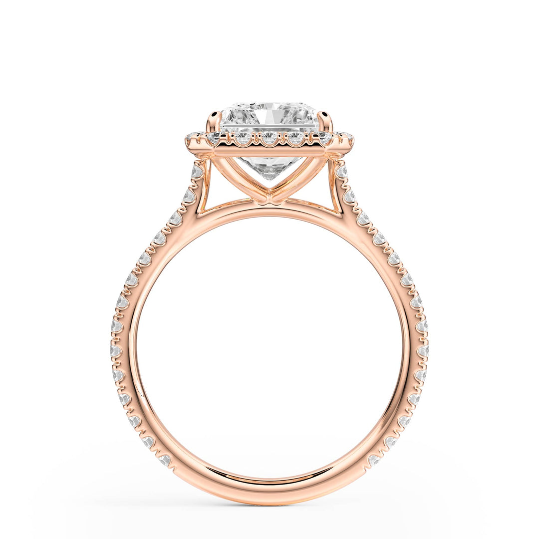 Cathedral Halo Radiant Pavé Diamond Engagement Ring - R1269 in Ring by 18 KARATS INC.
