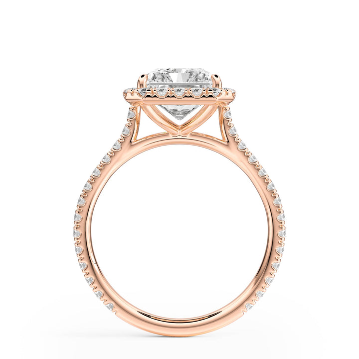 Cathedral Halo Radiant Pavé Diamond Engagement Ring - R1269 in Ring by 18 KARATS INC.