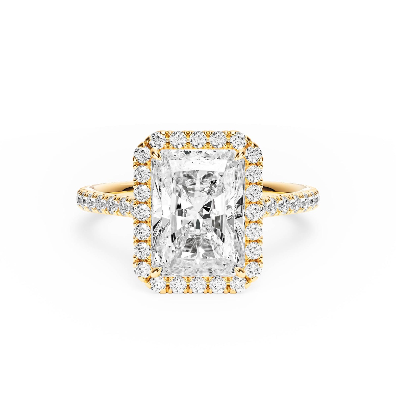 Cathedral Halo Radiant Pavé Diamond Engagement Ring - R1269 in Ring by 18 KARATS INC.