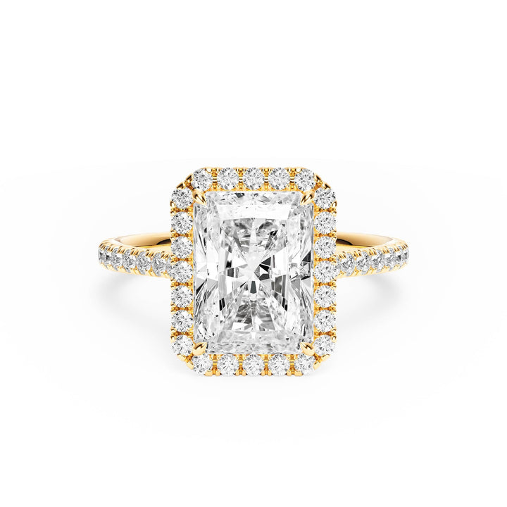 Cathedral Halo Radiant Pavé Diamond Engagement Ring - R1269 in Ring by 18 KARATS INC.
