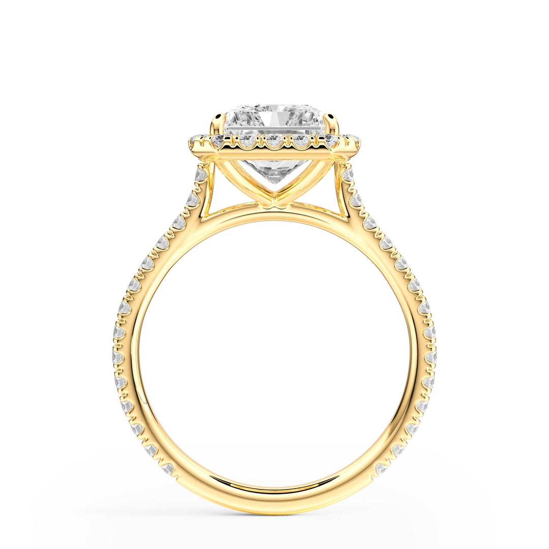 Cathedral Halo Radiant Pavé Diamond Engagement Ring - R1269 in Ring by 18 KARATS INC.