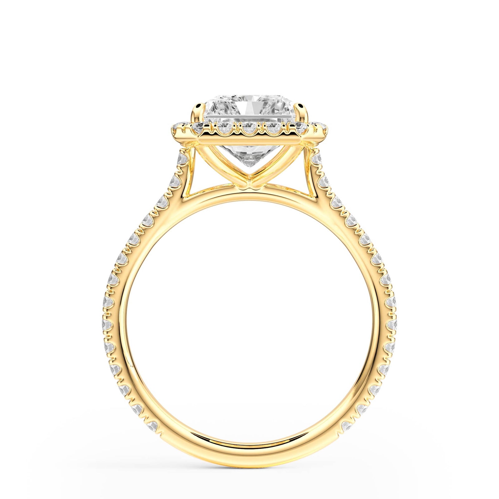 Cathedral Halo Radiant Pavé Diamond Engagement Ring - R1269 in Ring by 18 KARATS INC.