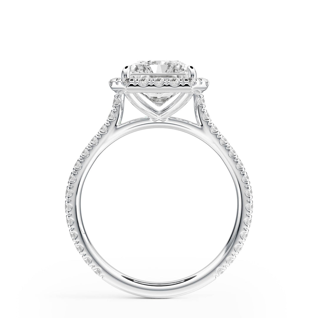 Cathedral Halo Radiant Pavé Diamond Engagement Ring - R1269 in Ring by 18 KARATS INC.